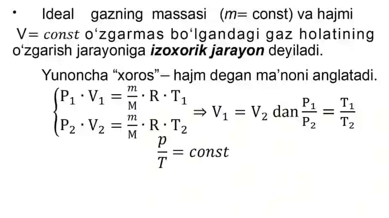 Izoxorik jarayon 2