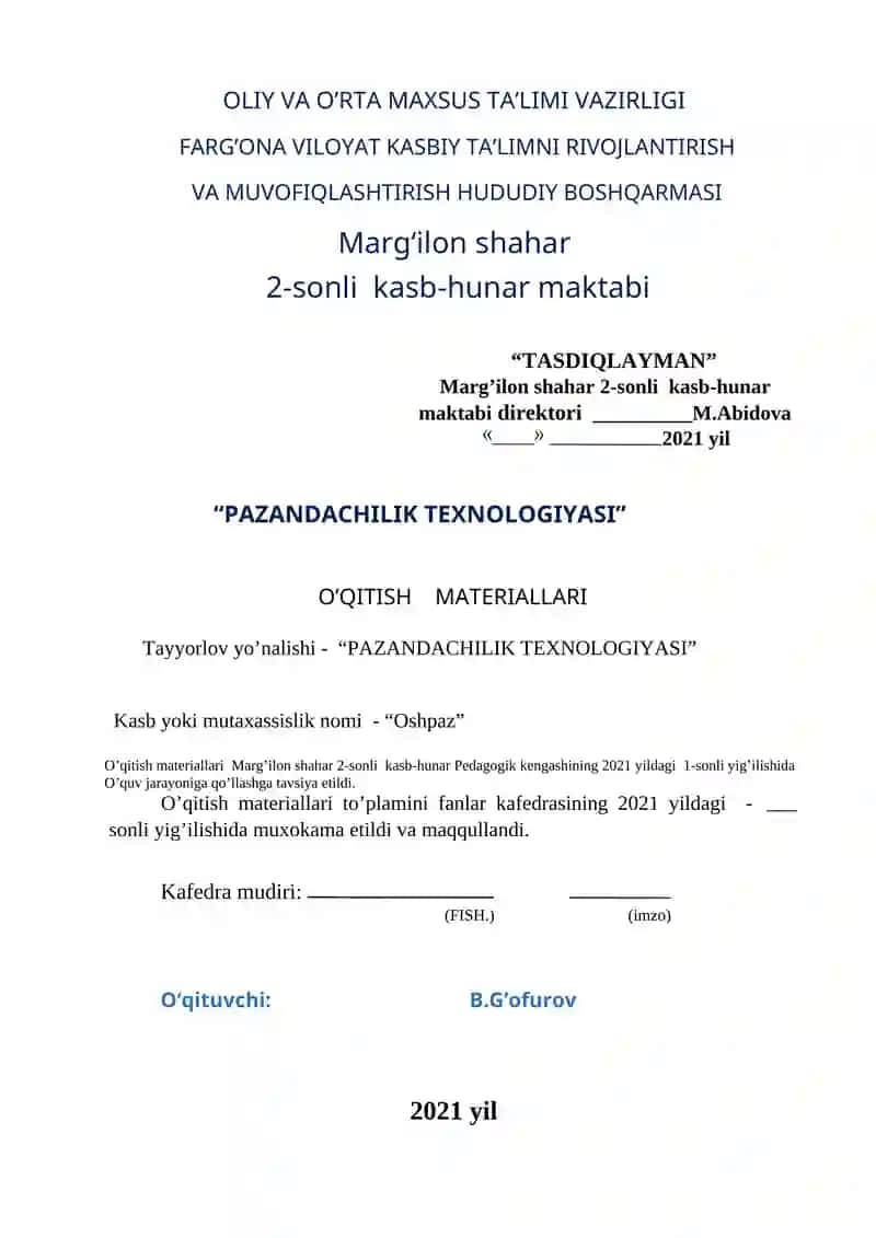 Pazandachilik ta`omlarin tayyorlash 2