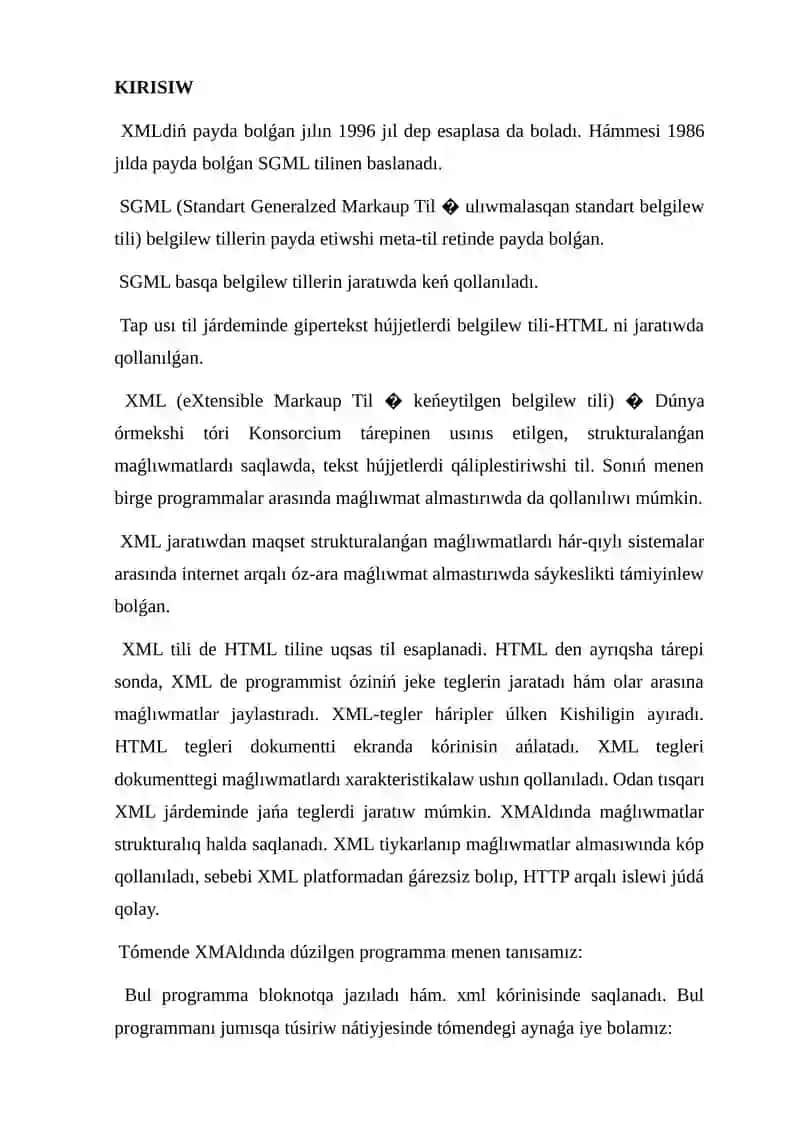 XML hám XML-maǵlıwmatlar bazası 2