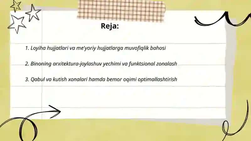 Loyiha materiallari boʻyicha davolash-profilaktika muassasalarini baholash 2
