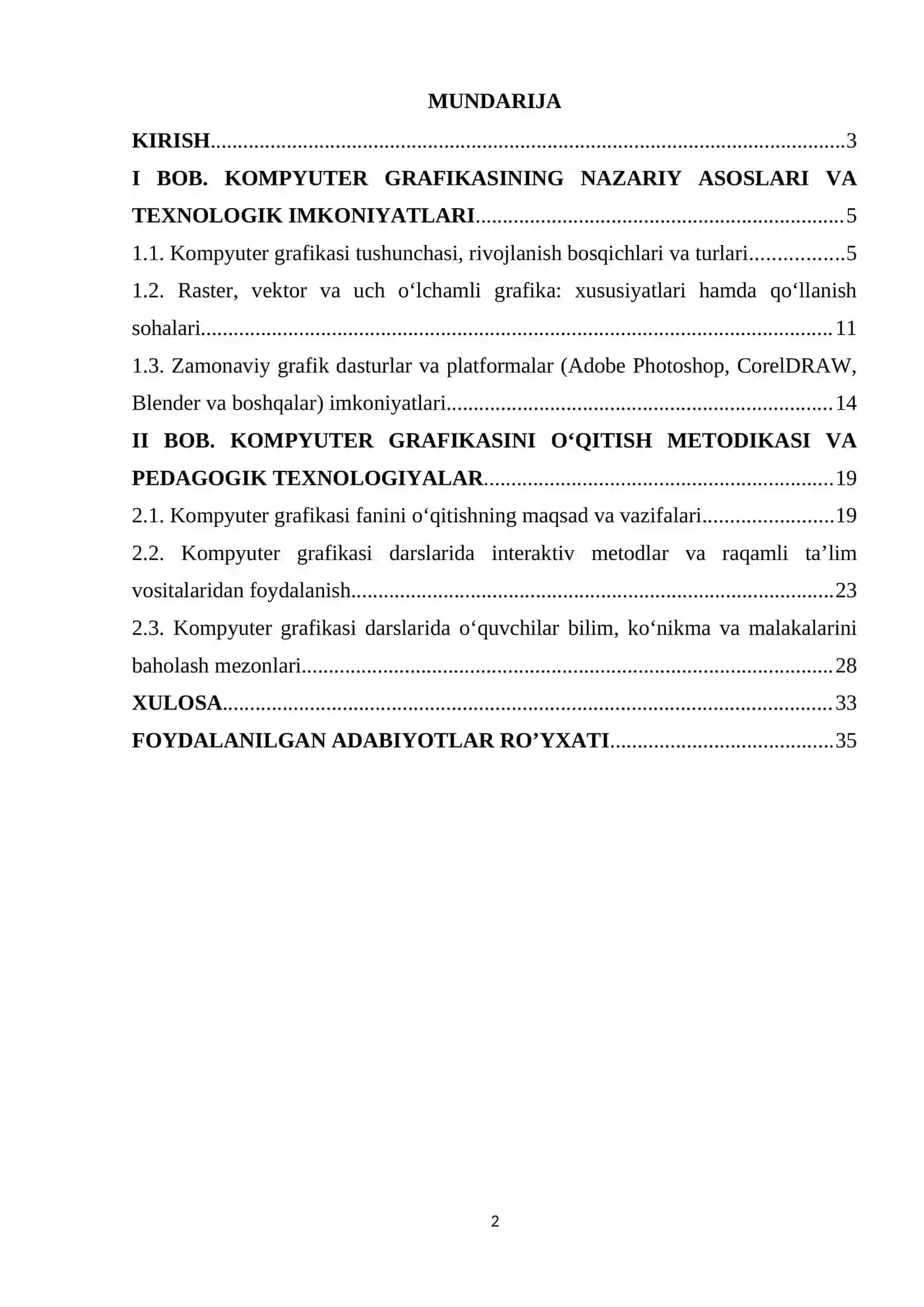Kompyuter grafikasi va uni o’qitish metodikasi 2
