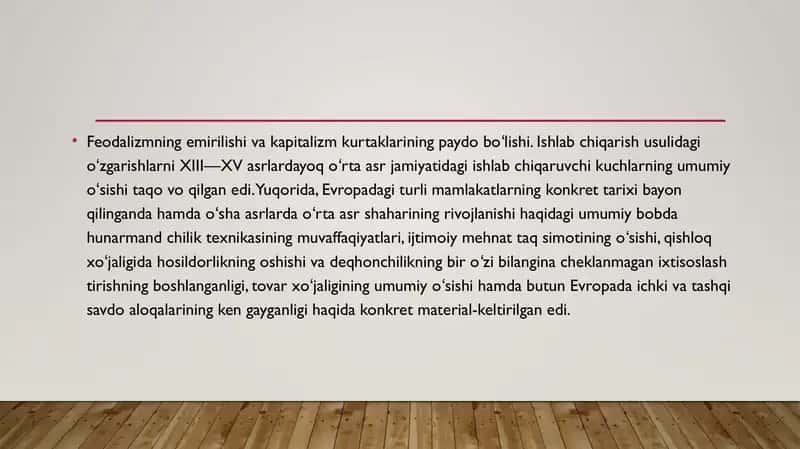 G’arbiy Yevropa davlatlarida kapitalistik munosabatlarning shakllanishi 2
