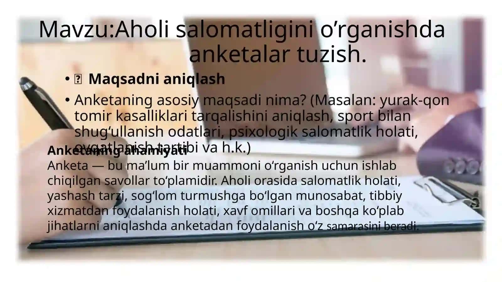 Aholisalomatliginio’rganishdaanketalartuzish 2