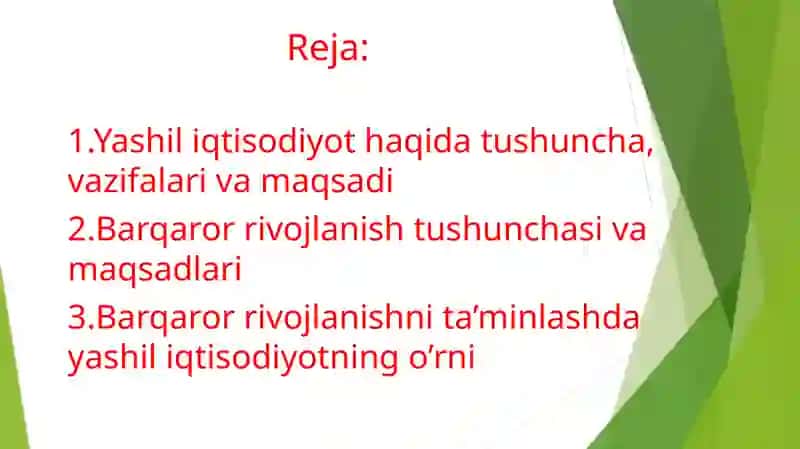 Yashil iqtisodiyot va barqaror rivojlanish 2