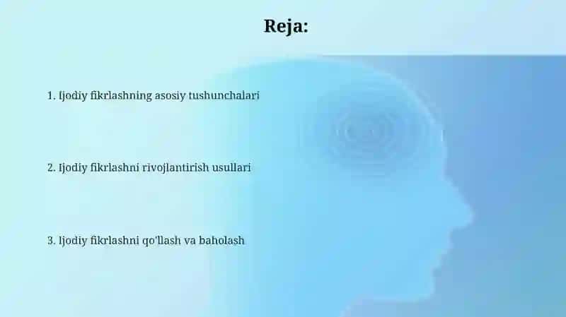 Ijodiy fikrlashni rivojlantirish prinsiplari 2