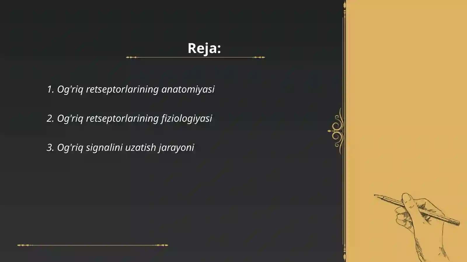 Og'riq retseptorlari. Visseroreseptorlar. Proprioretseptorlar 2