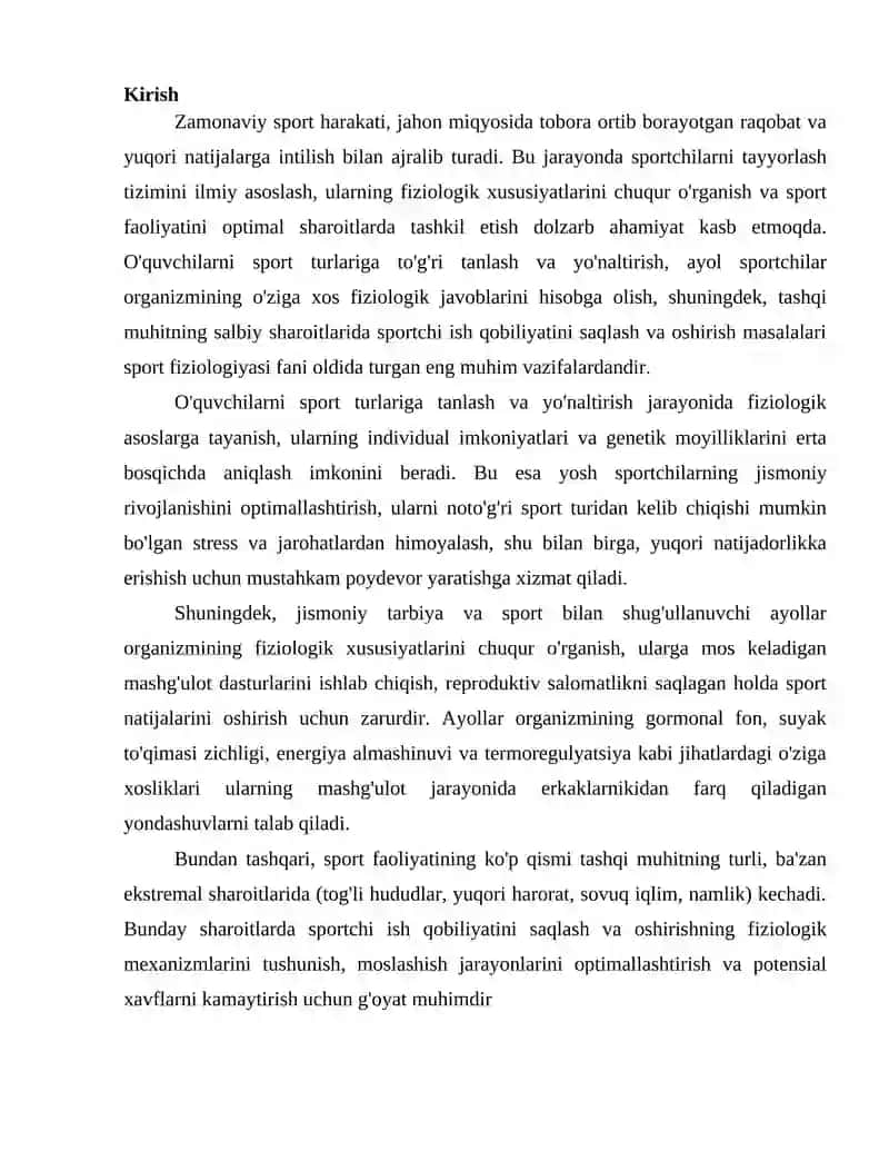 Jismoniy tarbiya va sport fiziologiyasi 2