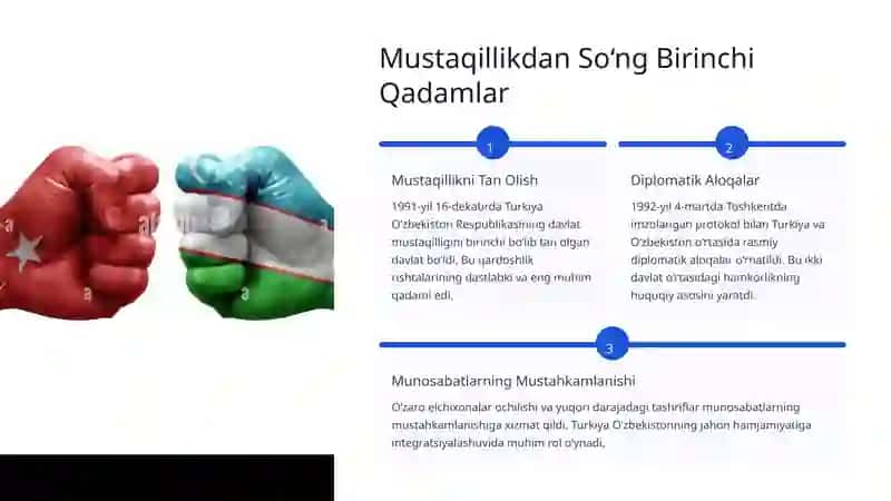 O‘zbekiston va Turkiyaning Diplomatik Aloqalari: Do‘stlik va Hamkorlik Tarixi 2