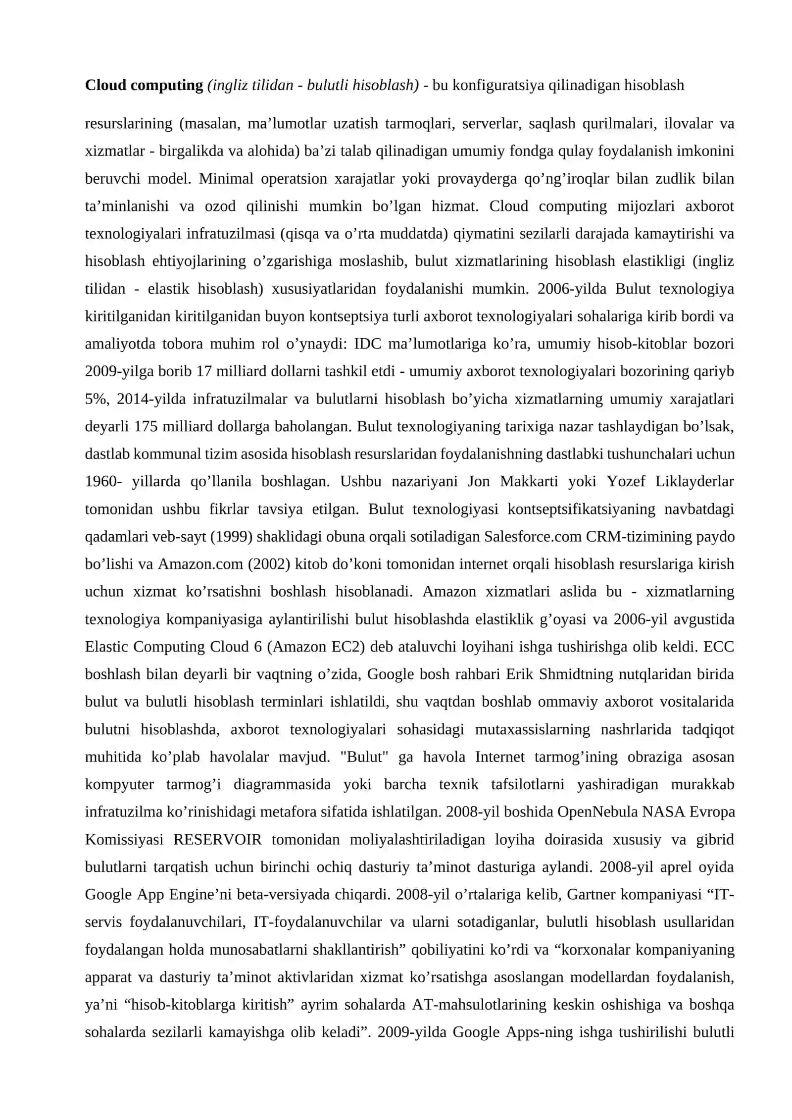 Iqtisodiyotda bulutli texnologiyalarning o’rni va ahamiyati 2