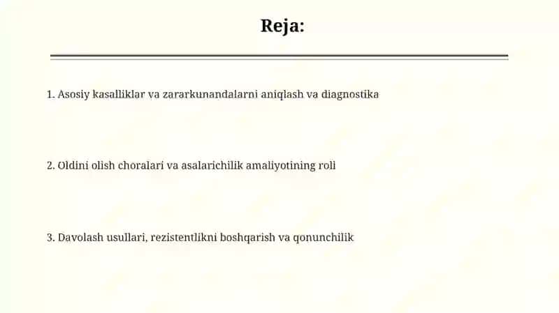 Asalarilar kasalliklari va zararkunandalarini erta aniqlash va profilaktika 2