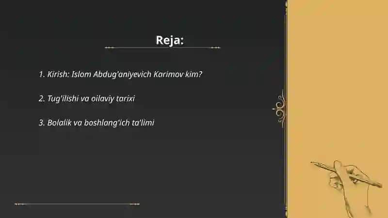 Islom Abdug'aniyevich Karimov hayoti haqida taqdimot 2