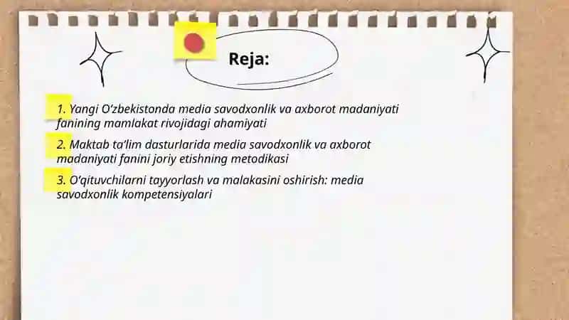 Yangi Oʻzbekistonda media savodxonlik va axborot madaniyati fanining oʻqitilishini ahamiyati 2