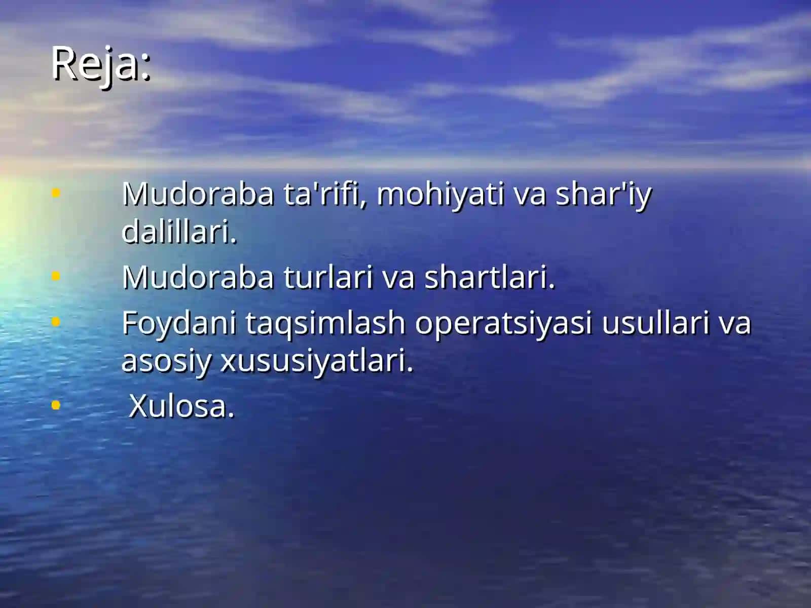Islom iqtisodiyotida mudoraba sherikchiligi 2