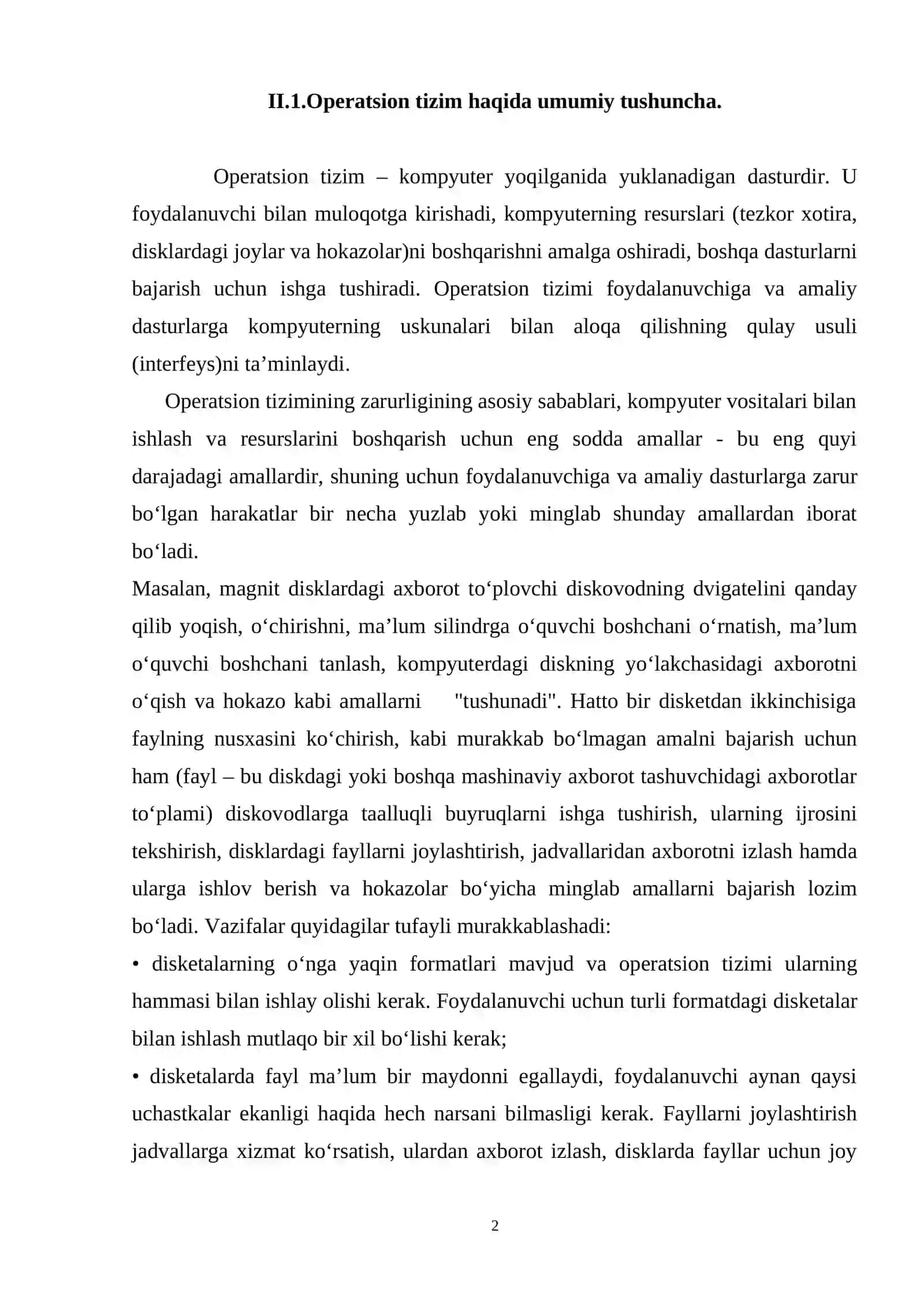 Zamonaviy operatsion tizimlar tahlili 2