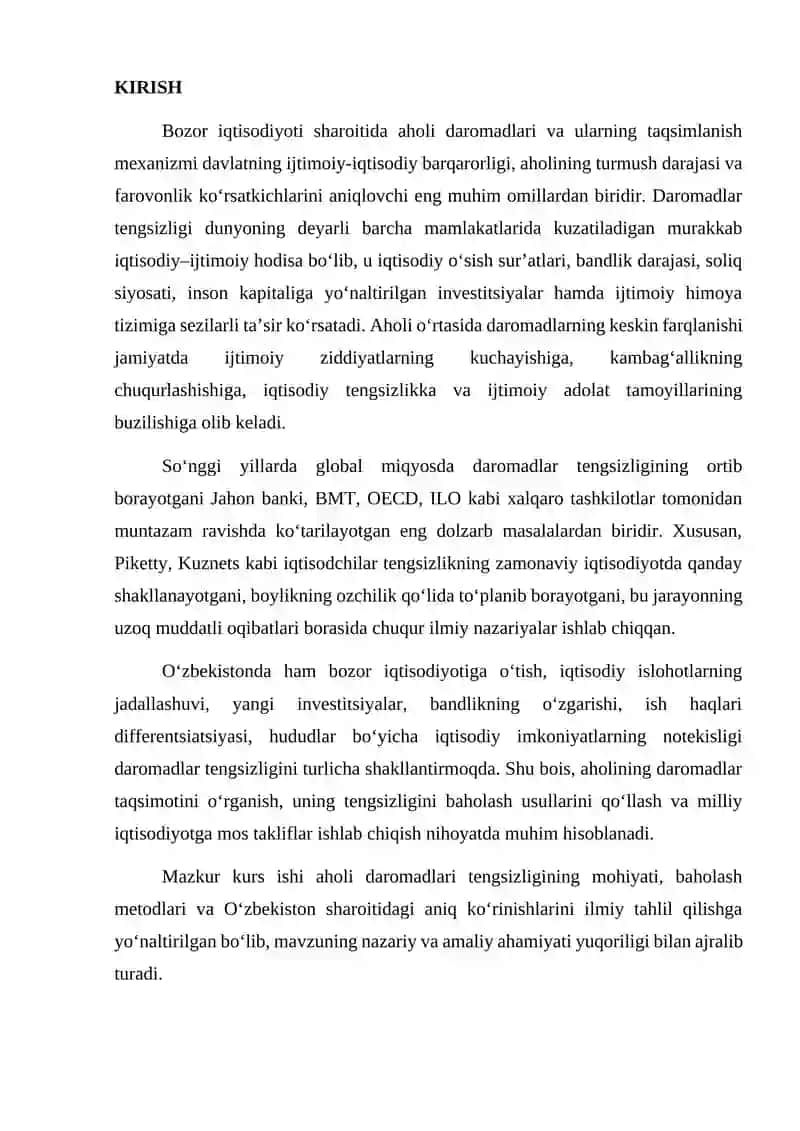 Aholi daromadlari tengsizligi va uni baholash usullari 2