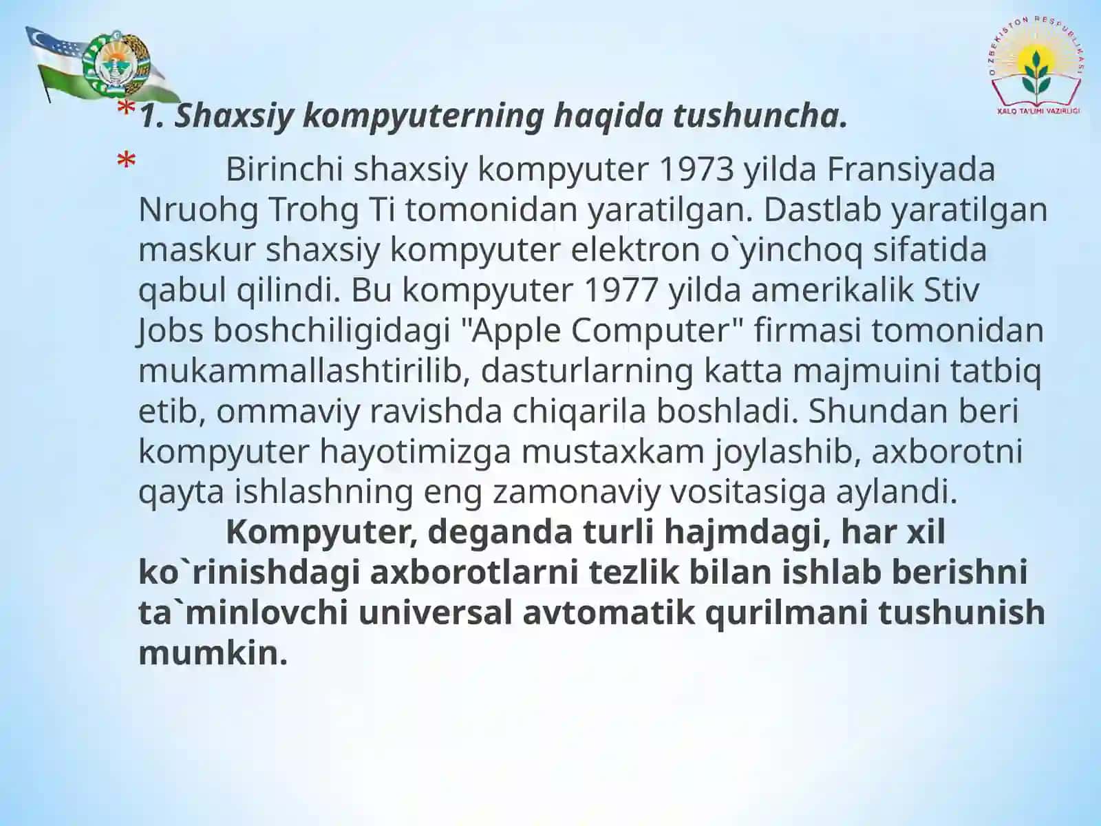 Shaxsiy Kompyuterlar Haqida Malumotlar 2