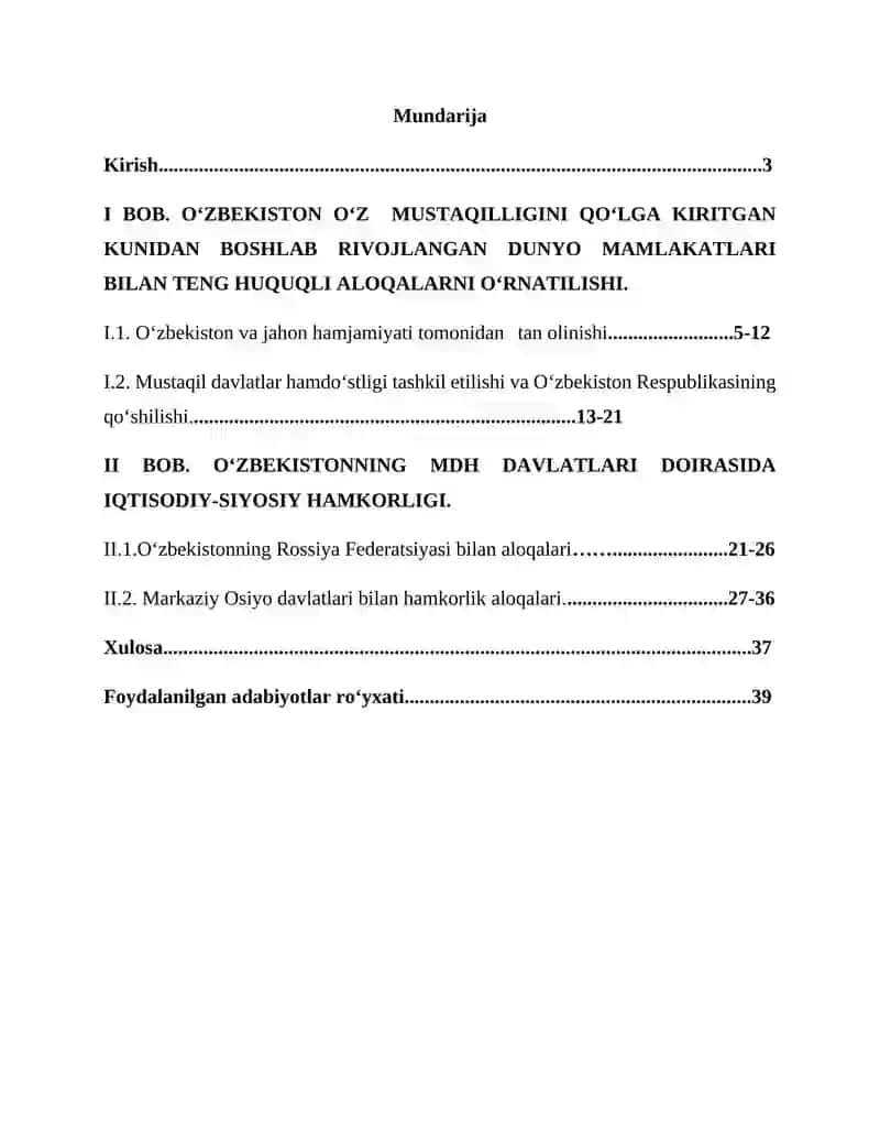 O‘ZBEKISTONNING MDH DAVLATLARI BILAN O‘ZARO HAMKORLIGI 2