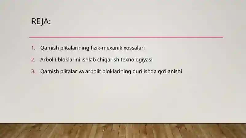 Qamish plitalar fizik-mexanik xossalari. Arbolit bloklarini ishlab chiqarish texnolgiyasi 2