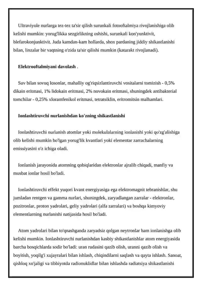 Ko'zning ultrabinafsha ta'siri 2