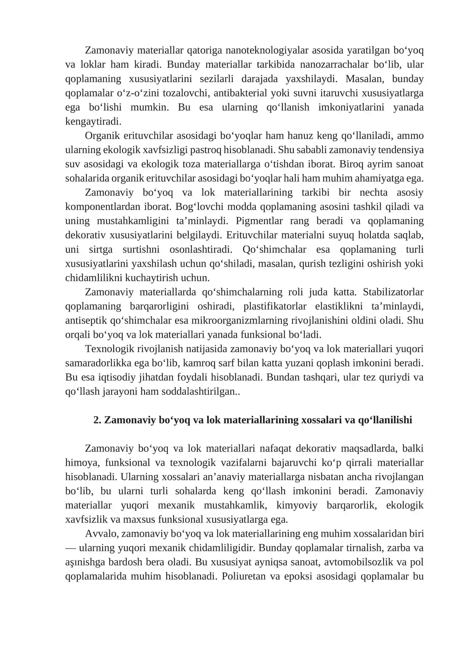 MA'RUZA: ZAMONAVIY BO‘YOQ VA LOK MATERIALLARI 2