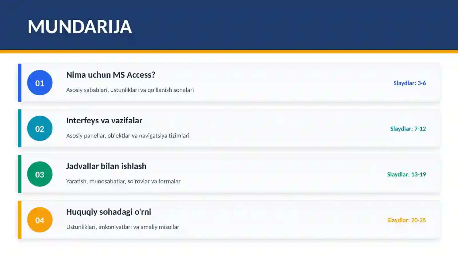 MS Accessdasturida ma'lumotlar omborini yaratish 2