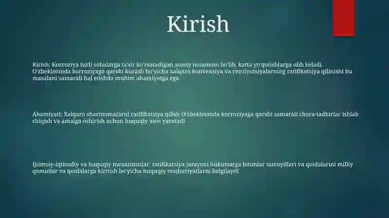 Korroziyaga Qarshi Kurash Boʻyicha Xalqaro Qonunlar Va Qarorlarning OʻZbekistonda Ratifikatsiya Qilishning Ahamiyati 2