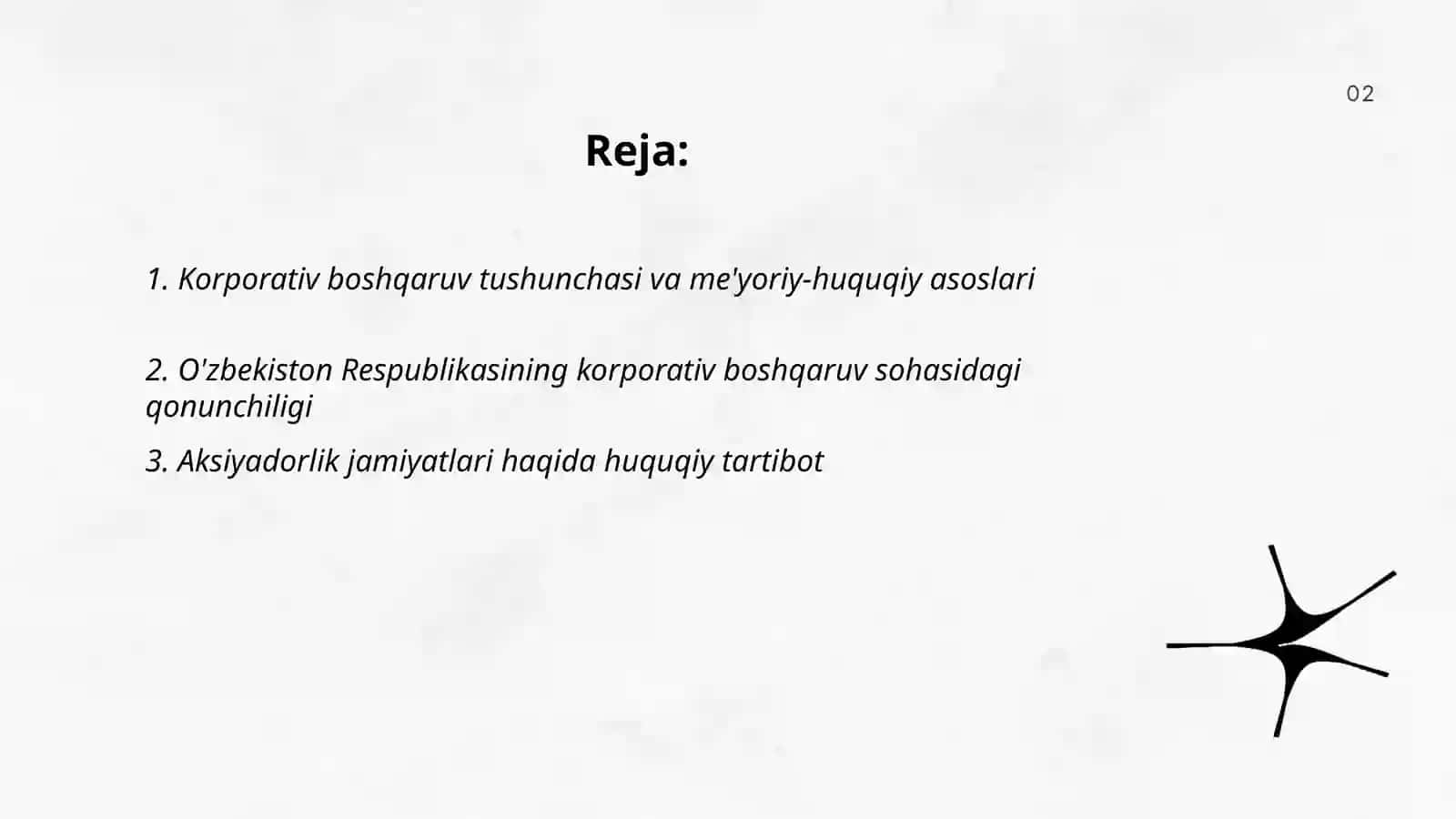 Korporativ boshqaruvning me'yoriy huquqiy asoslari 2