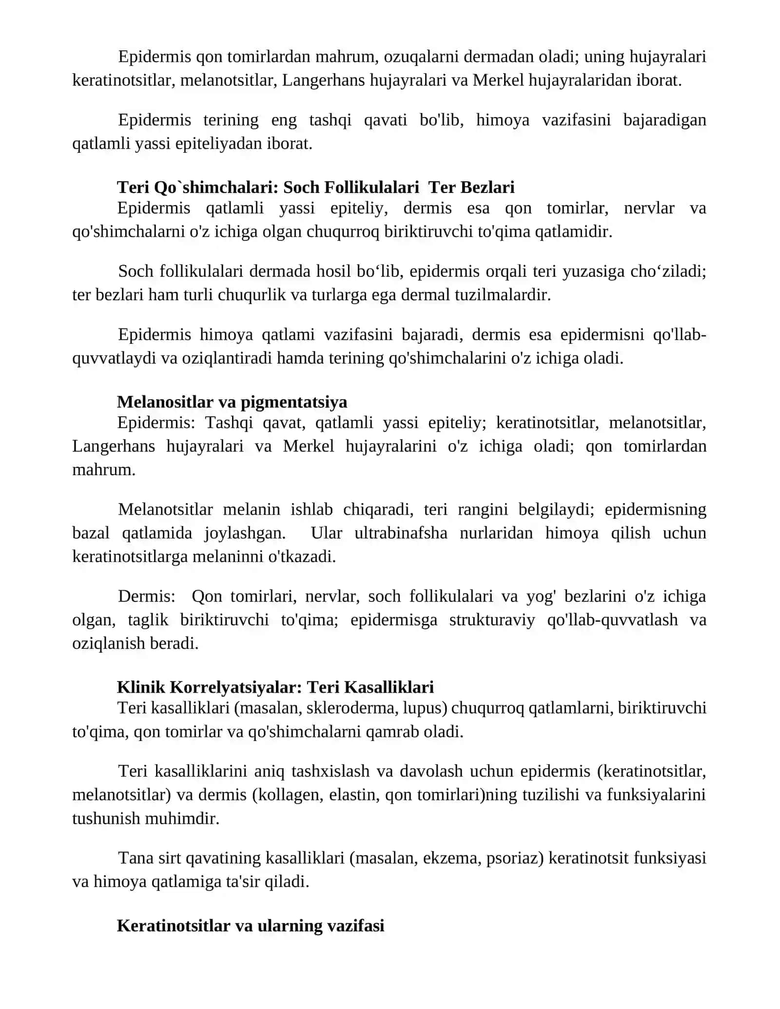Teri vs soch tuzilishi.Epidermis vs derma qavatlari 2