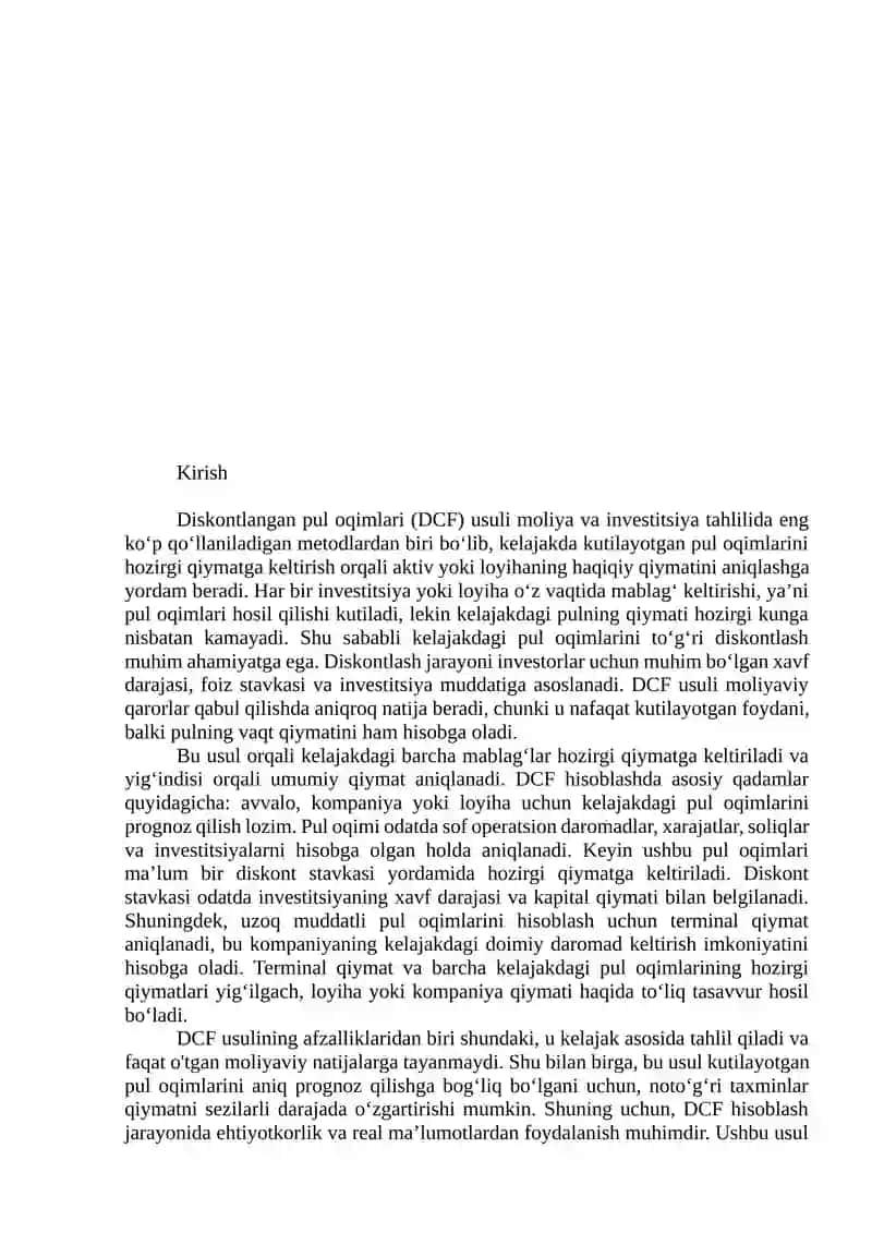 Diskontlangan pul oqimlari usuli 2