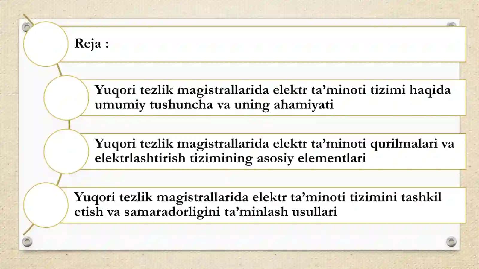 Yuqori tezlik magistrallarida elektr ta’minoti qurilmalari va elektrlashtirish tizimi 2