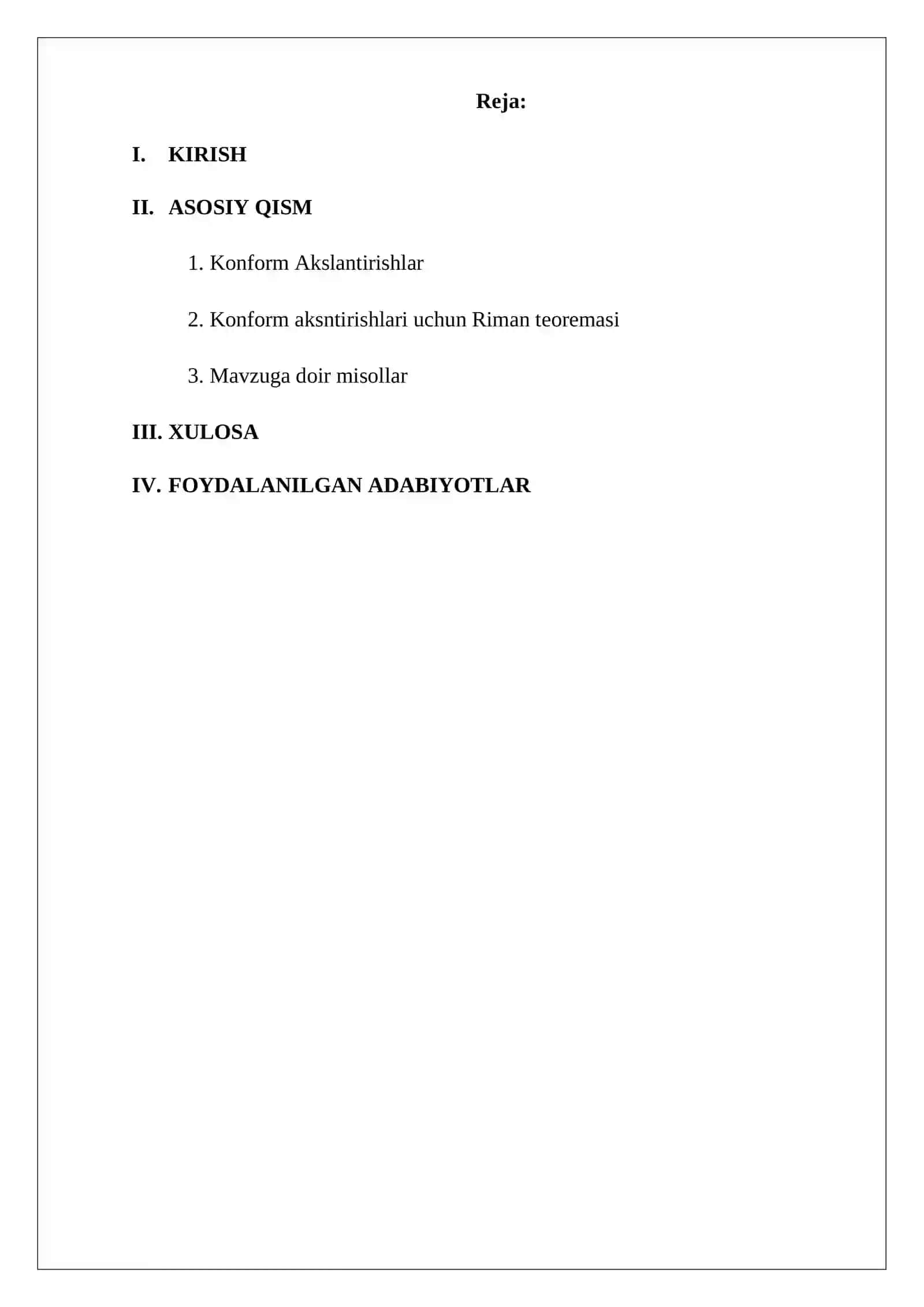 Konform aksntirishlari uchun Riman teoremasi. 2