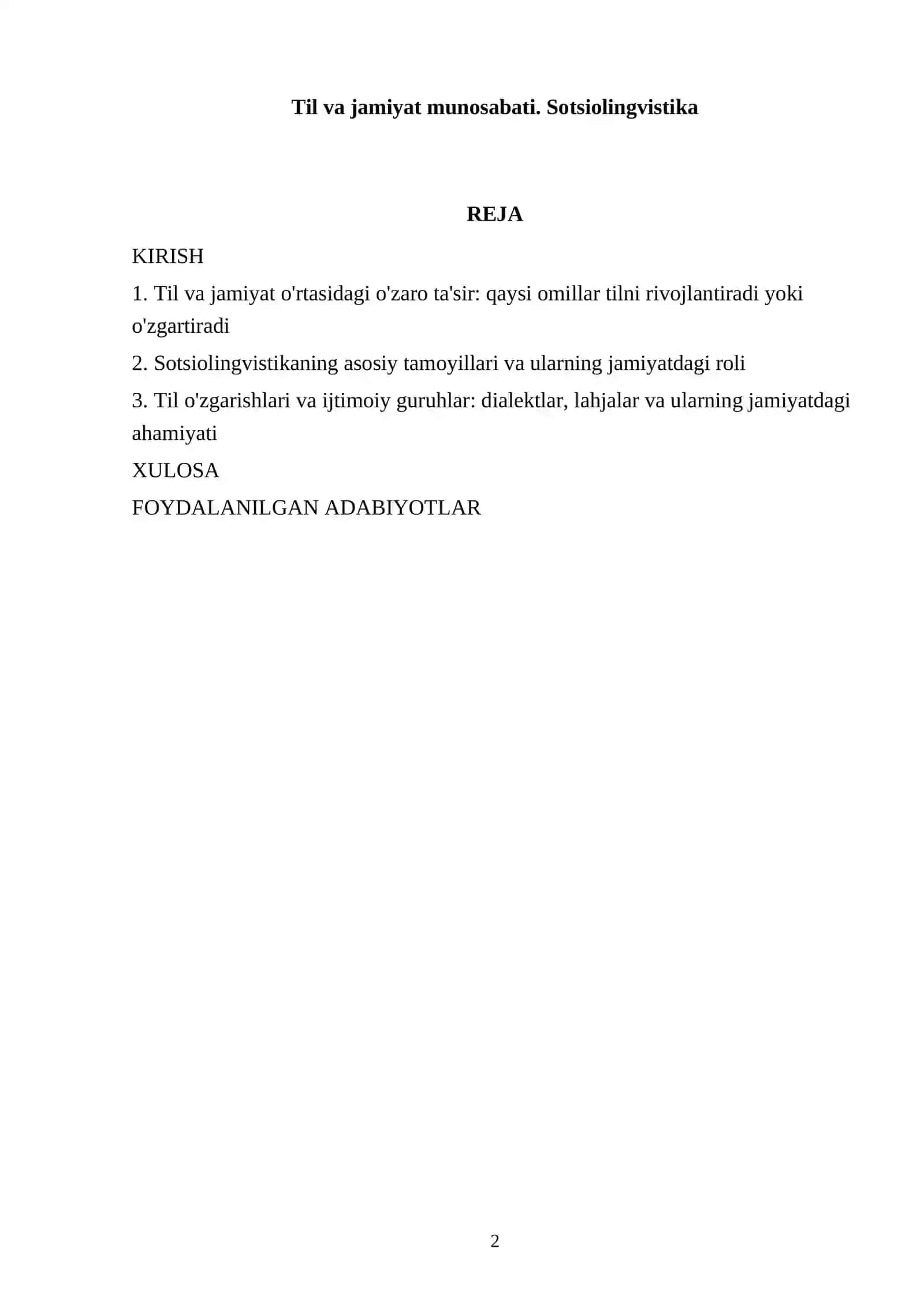 Til va jamiyat munosabati. Sotsiolingvistika 2