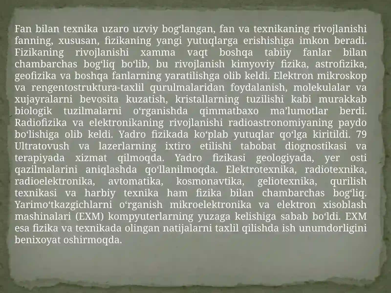 XVIII asrning oxiri XIX asrda ilmiy bilimlarning rivojlanishi. 2