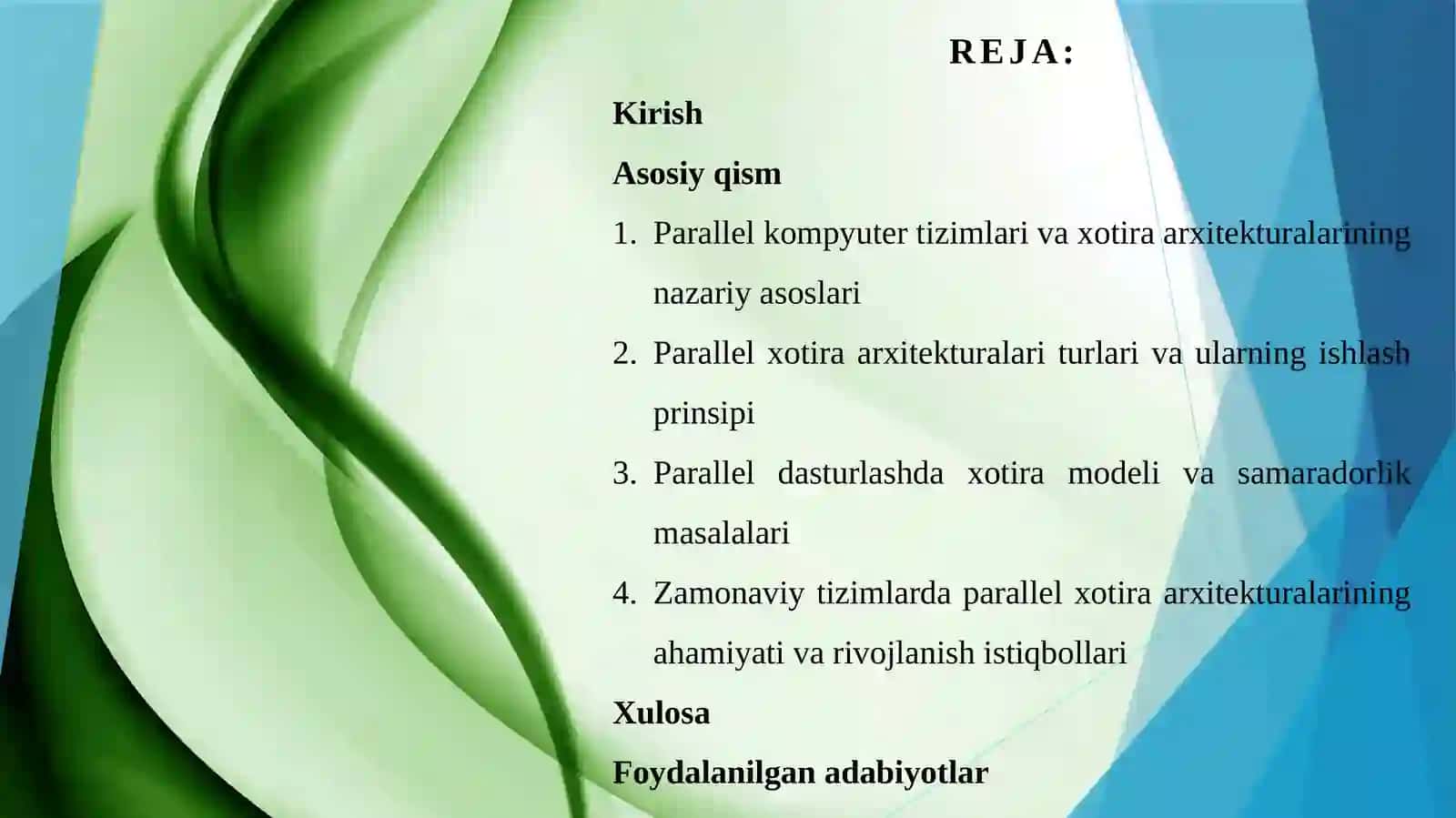 Parallel kompyuter xotira arxitekturalari va ularning dasturlashdagi ahamiyati 2