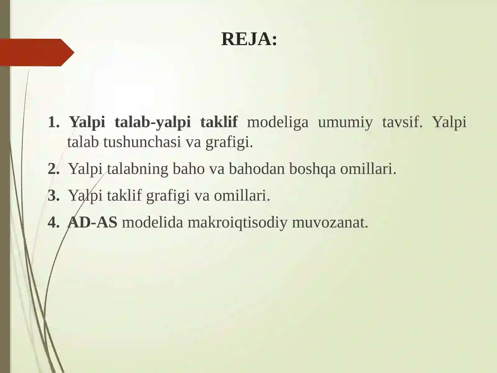 YALPI TALAB – YALPI TAKLIF MODЕLI 2