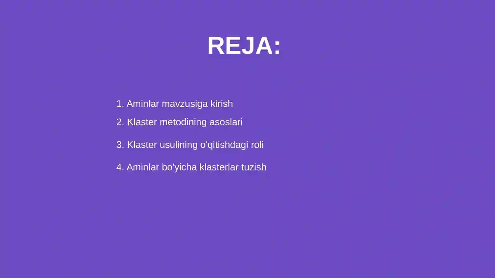 Aminlar mavzusini o’qitishda “Klaster”metodidan foydalanish 2