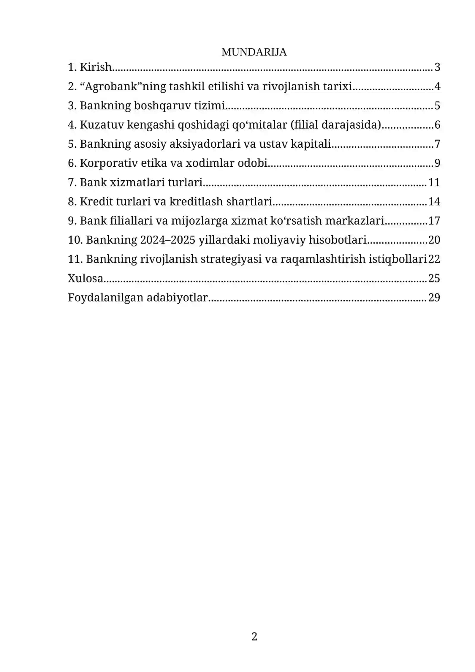 Amaliyot Hisobot - Agro bank to‘rtko‘l tuman filiali 2