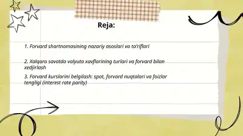 Forvard shartnomalari yordamida xalqaro iqtisodiy faoliyatdagi valyuta riskini xedjirlash 2