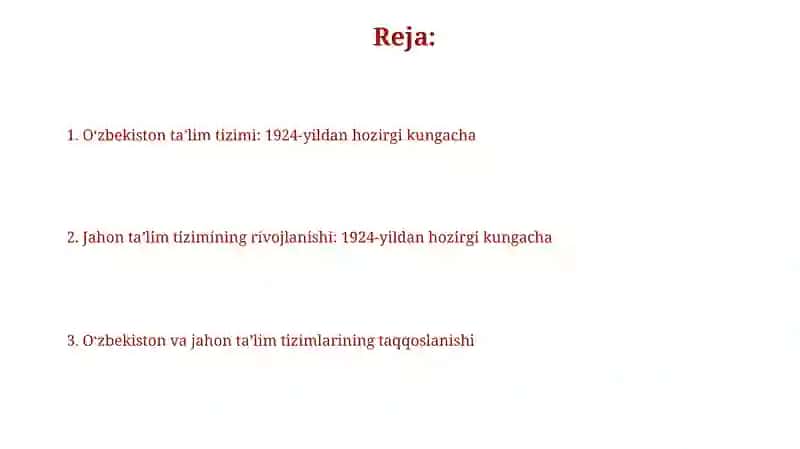 O'zbekiston ta'lim tizimi: 1924-yildan hozirgi kungacha 2