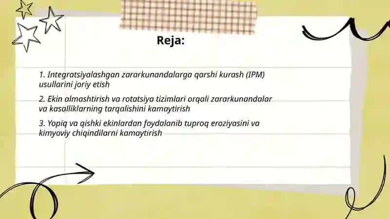 Atrof-muhitning qishloq xõjaligini kimyolashtirish mahsulotlari bilan ifloslanishini oldini olish 2