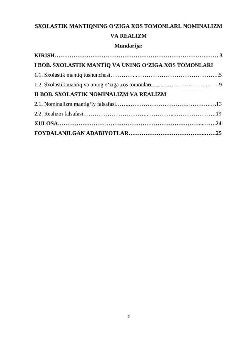 Sxolastik mantiqning o‘ziga xos tomonlari. Nominalizm va realizm 2