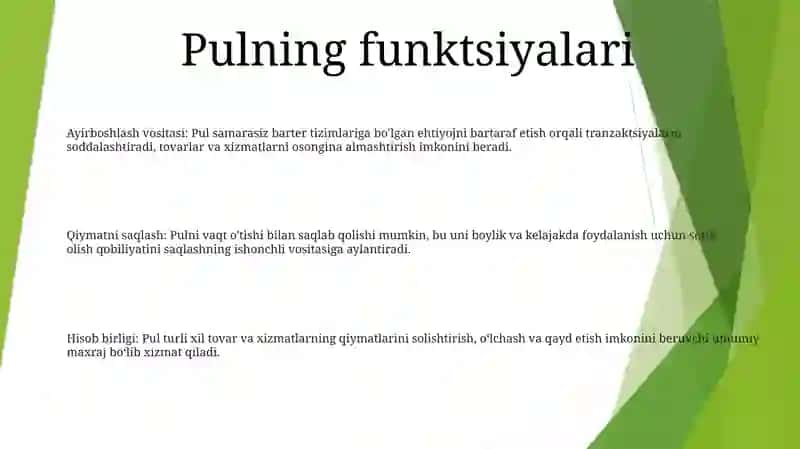 Pulning Funksiyalari Va Roli 2