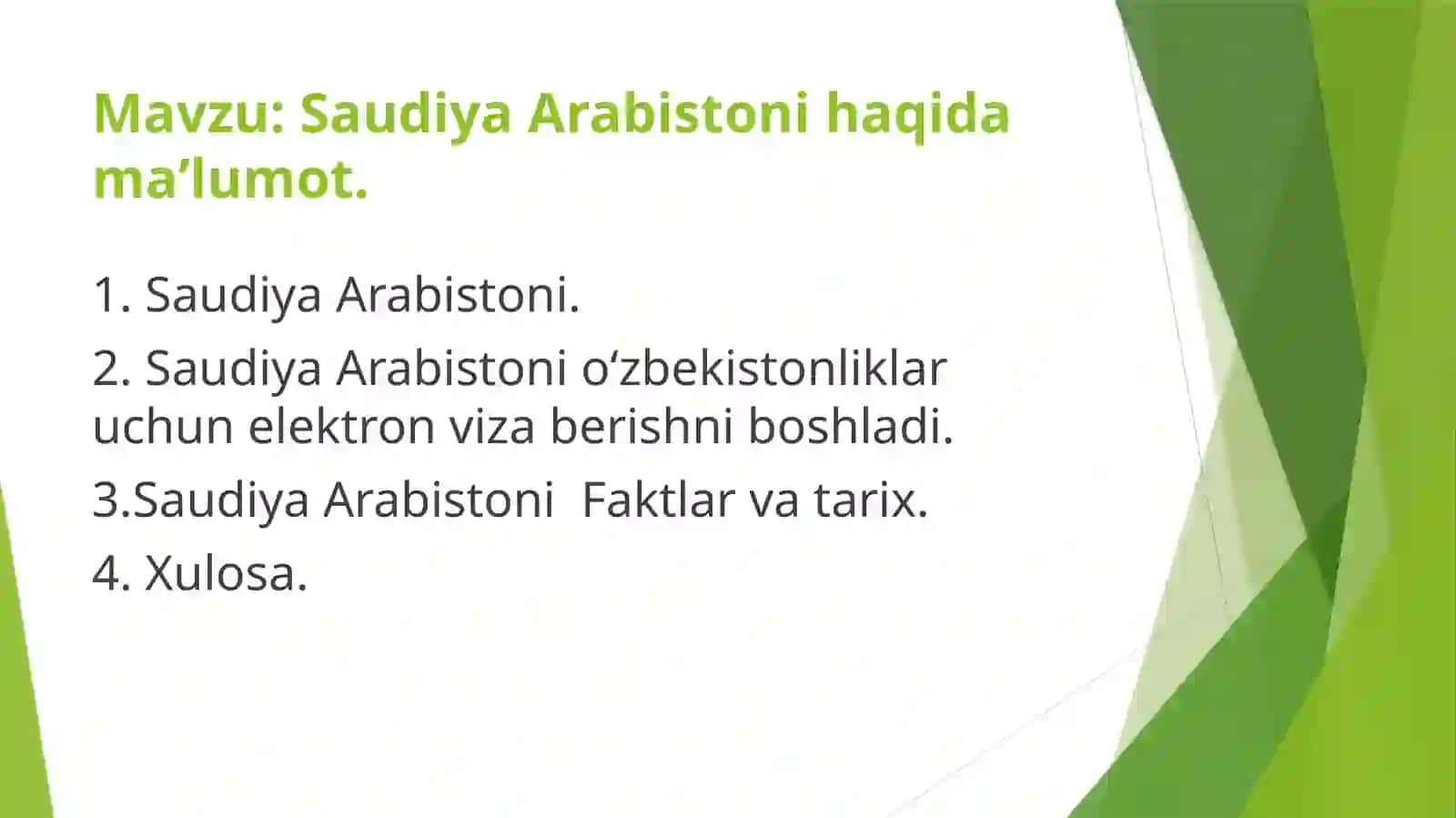 Saudiya Arabistoni haqida ma'lumot 2