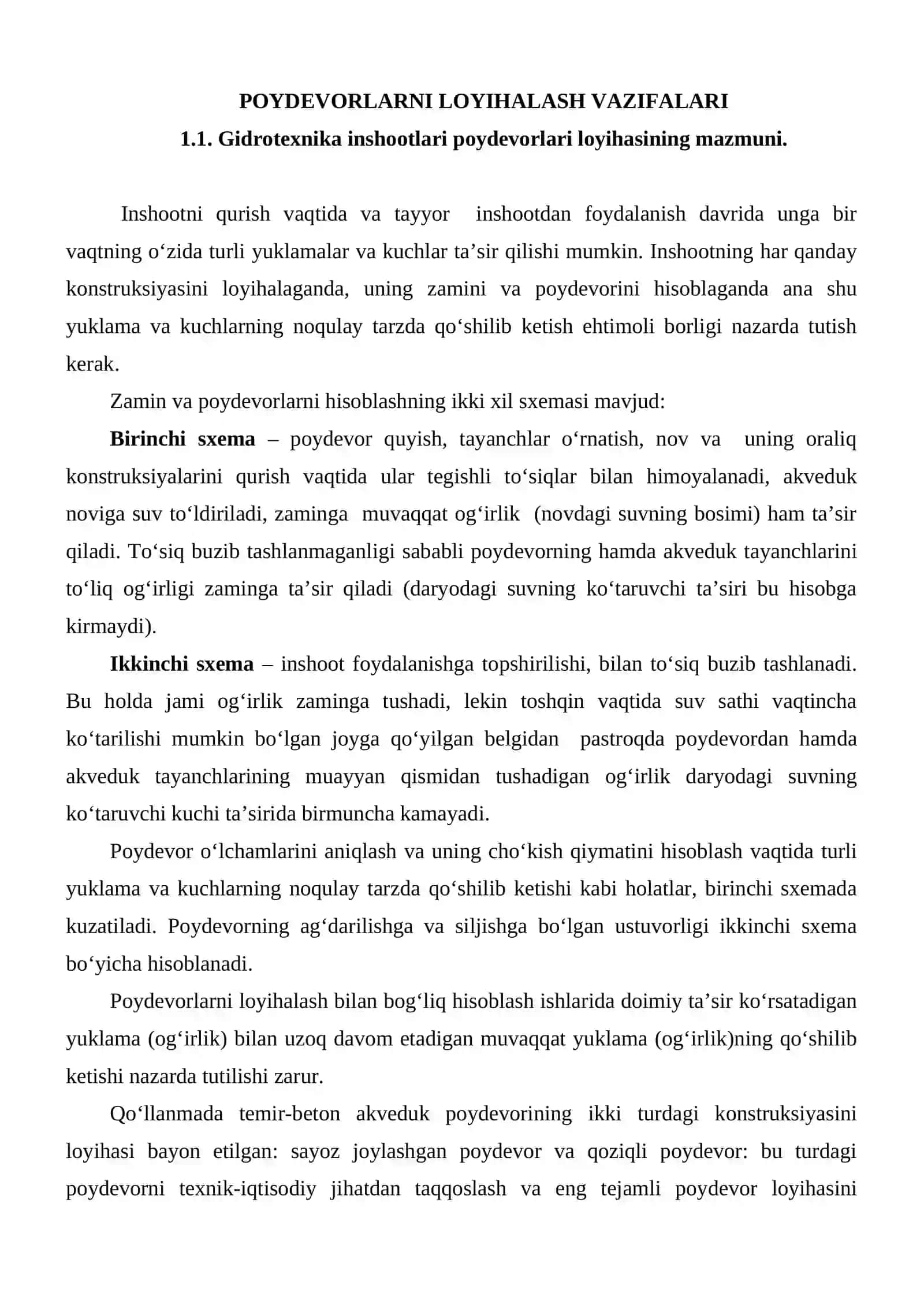 «GRUNTLAR MEXANIKASI, ZAMIN VA POYDEVORLAR» FANIDAN KURS ISHI 2