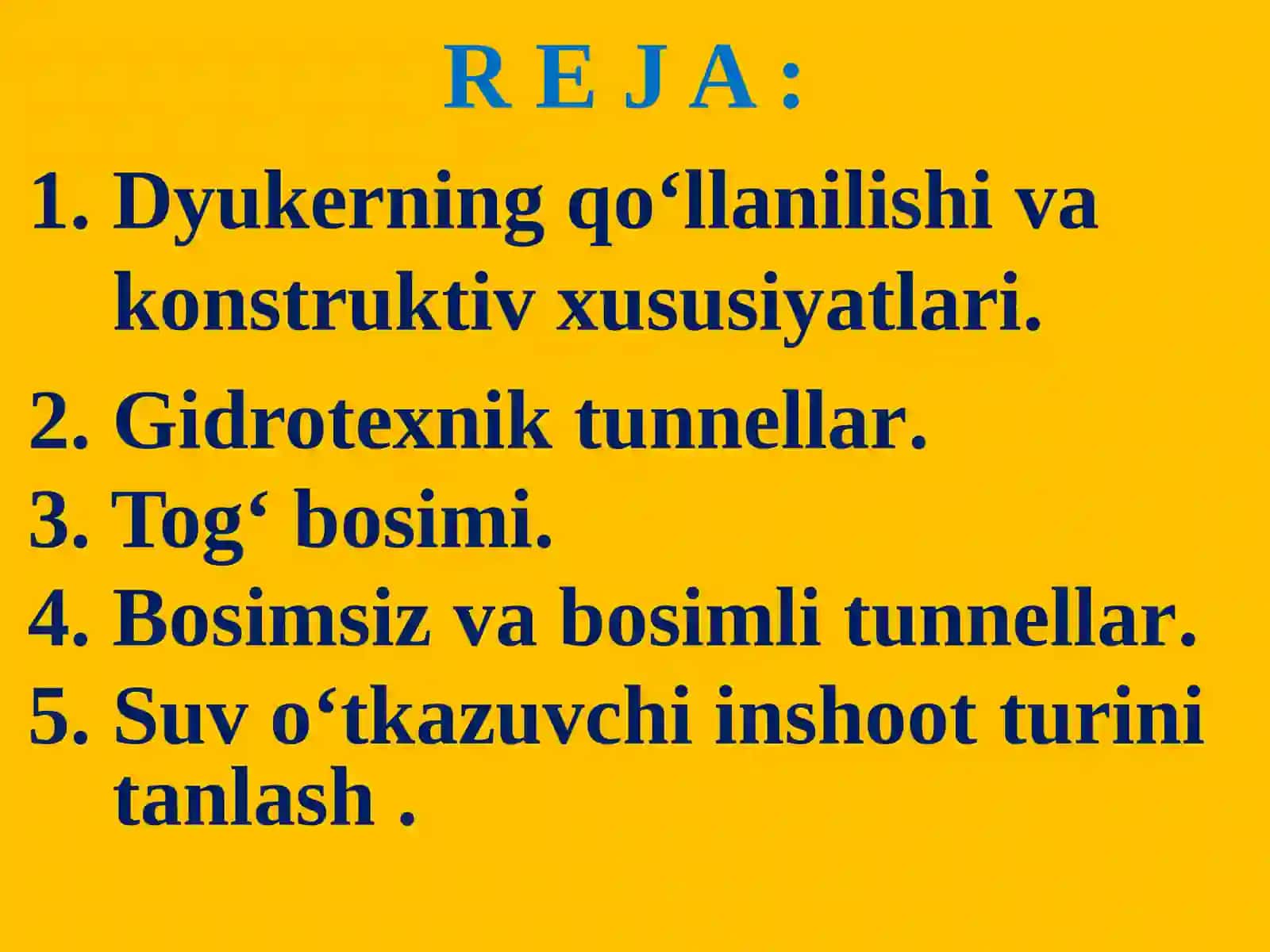 DYUKERLAR VA GIDROTEXNIK TUNNELLARI ULARNING TURLARI VA KONSTRUKSIYALARI 2