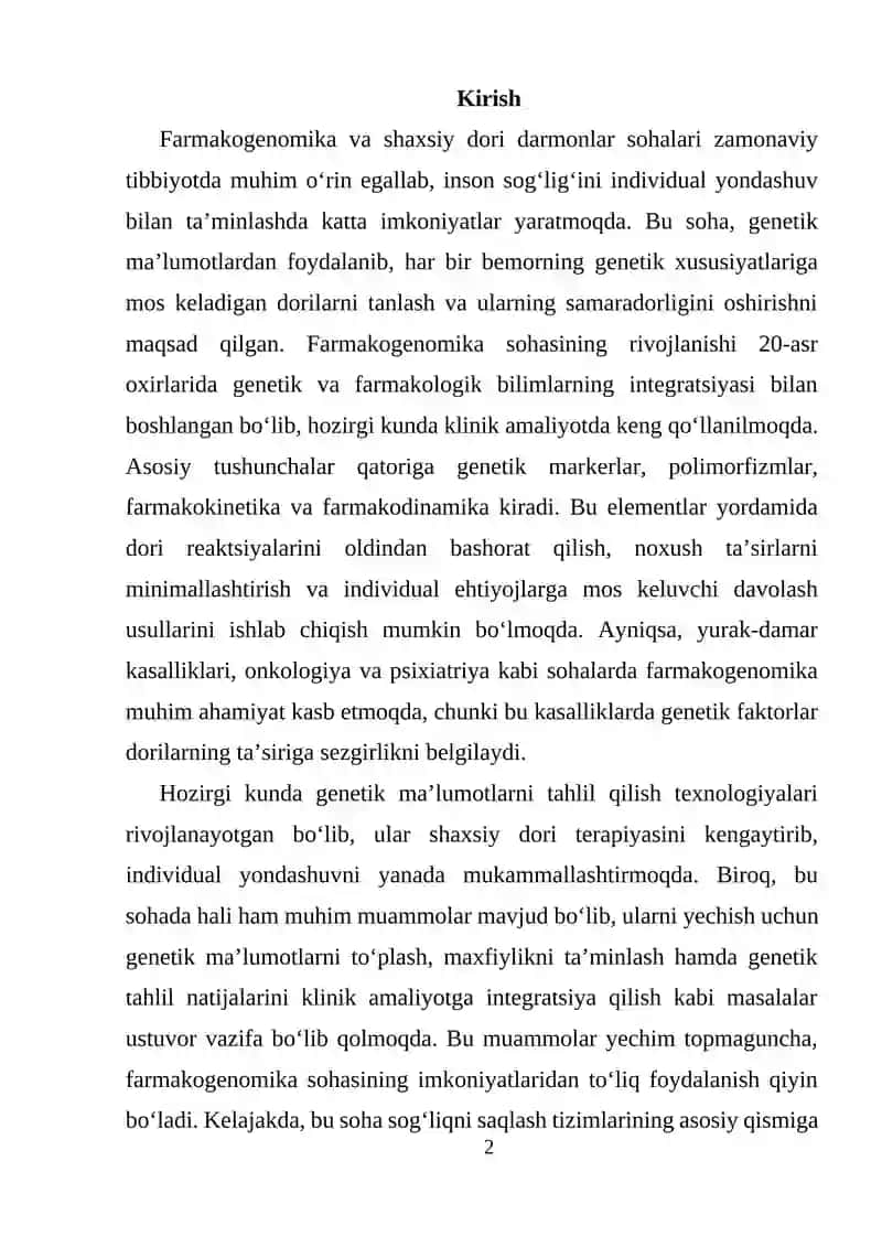 Farmakogenomika va Shaxsiy Dori Tanlov 2