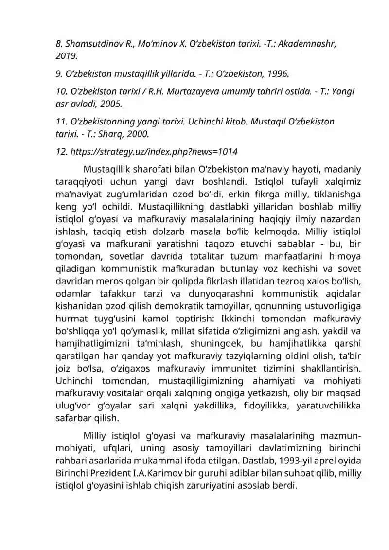 Mustaqillik yillarida O‘zbekistondagi ma’naviy va madaniy taraqqiyot 2