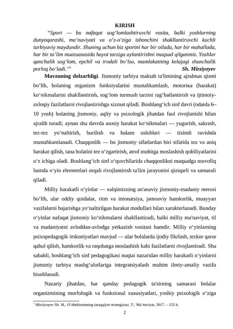 Boshlang'ich sinf o'quvchilarining chaqqonlik jismoniy sifatini rivojlantirishda milliy harakatli o'yinlarning ahamiyati 2