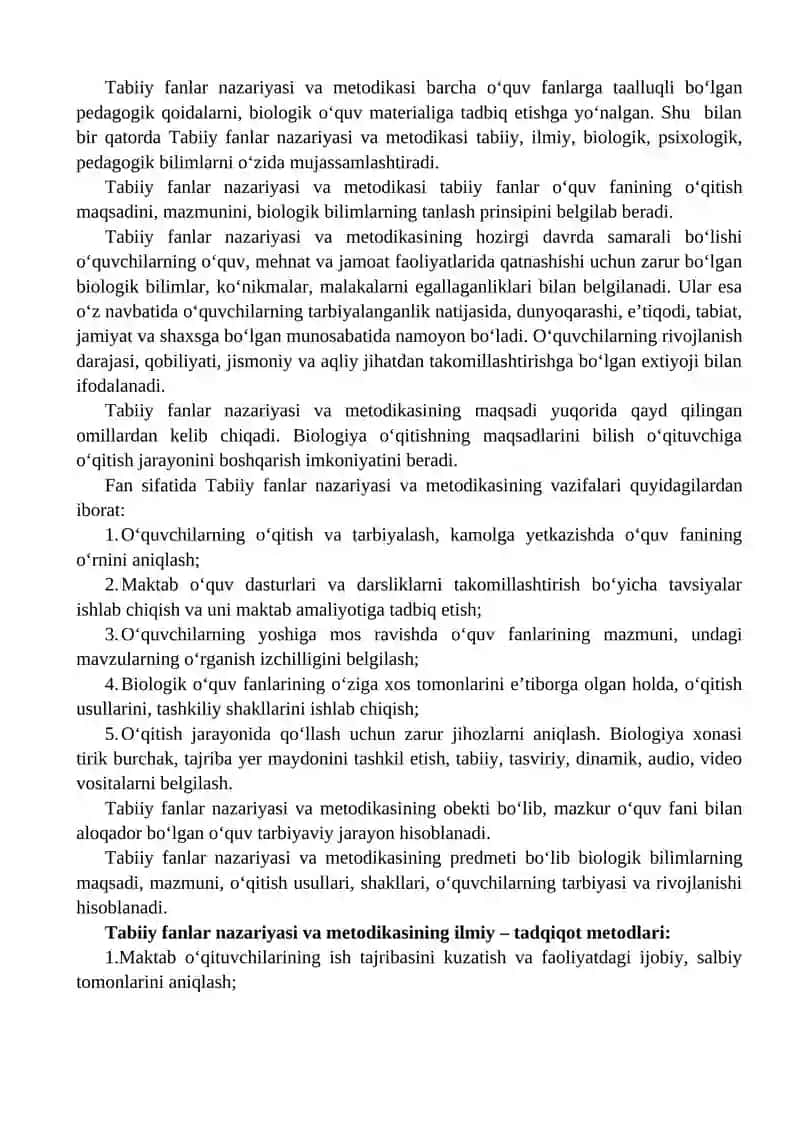 Tabiiy fanlar nazariyasi va metodikasi 2