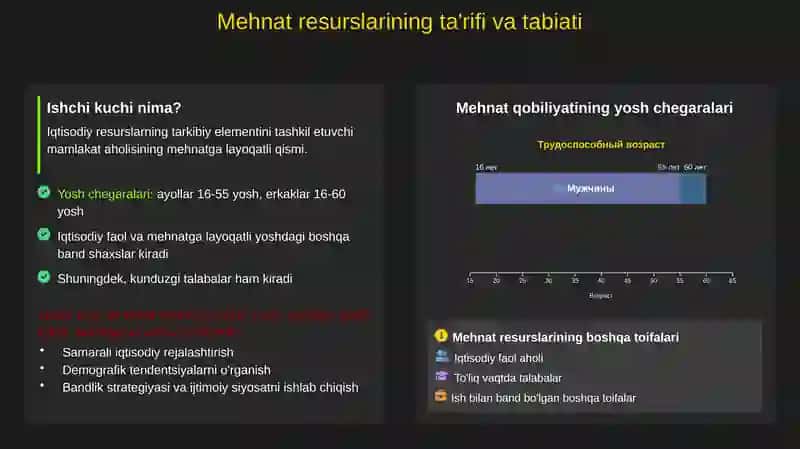 Mehnat resurslarining yoshi, jinsi va kasb belgisi bo'yicha tarkibi 2